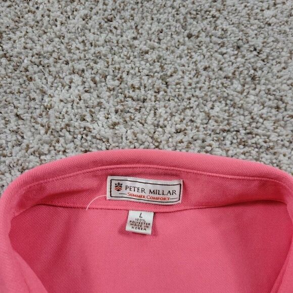 Peter Millar Summer Comfort Polo Shirt Mens Large Pink W Logo *Flaws* - Picture 2 of 10